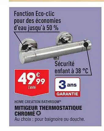 ALDI Mitigeur thermostatique chromé home création bathroom offre