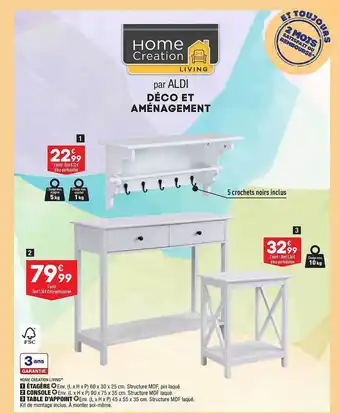 ALDI Étagère, console, table d'appoint home création living offre