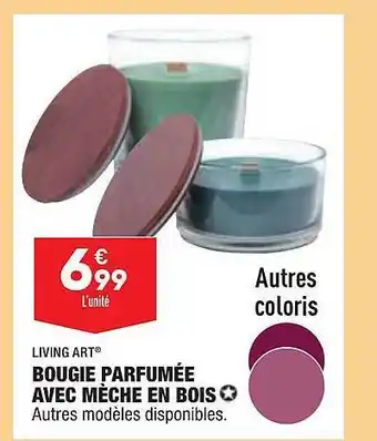ALDI Bougie parfumée avec mèche en bois living art offre