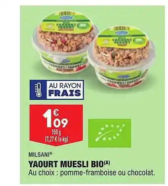 ALDI Yaourt muesli bio milsani offre
