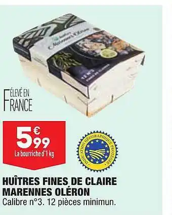 ALDI Huîtres fines de claire marennes oléron offre