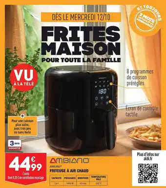 ALDI Friteuse à air chaud ambiano offre