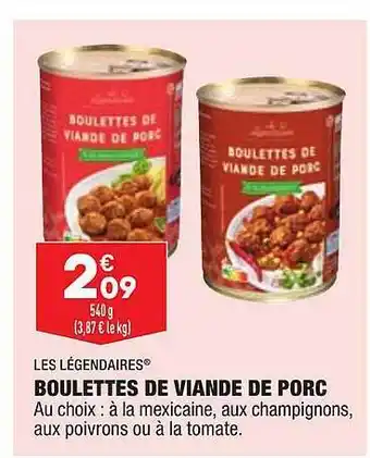 ALDI Boulettes de viande de porc les légendaires offre