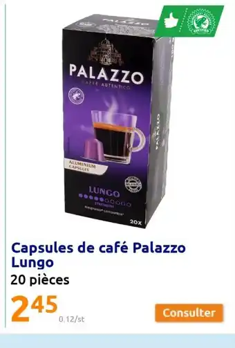Action Capsules de Café Palazzo Lungo 20 Pièces offre