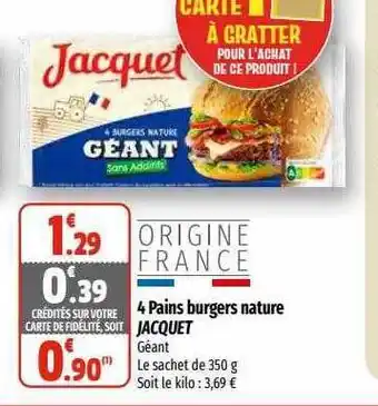 Coccimarket 4 pains burgers nature jacquet offre