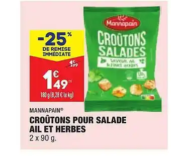 ALDI Croûtons pour salade ail et herbes mannapain offre