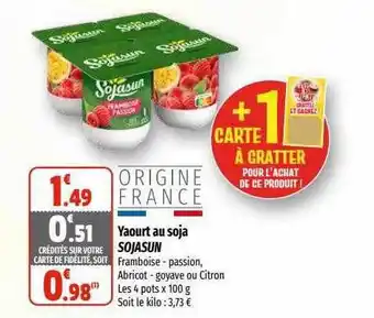 Coccimarket Yaourt au soja sojasun offre