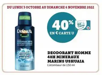 Hyper U Déodorant homme 48h minéraux marins ushuaïa offre