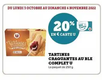 Hyper U Tartines craquantes au blé complet u offre