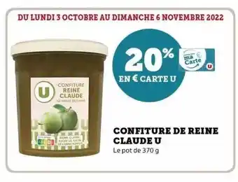 Hyper U Confiture de reine claude u offre