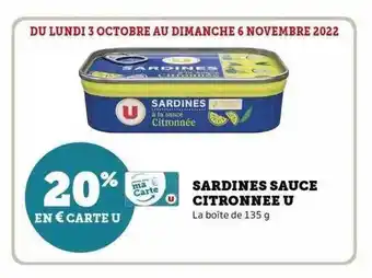 Hyper U Sardines sauce citronnée u offre