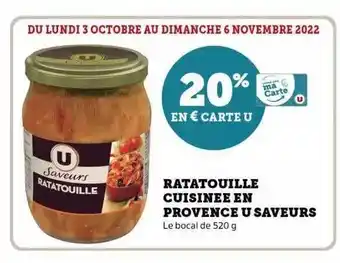 Hyper U Ratatouille cuisinée en provence u saveurs offre