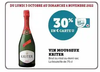 Hyper U Vin mousseux kriter offre
