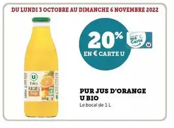 Hyper U Pur jus d'orange u bio offre