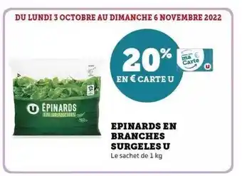 Hyper U Épinards en branches surgelés u offre