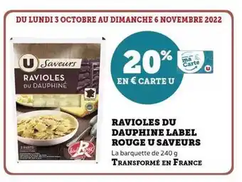 Hyper U Ravioles du dauphine label rouge u saveurs offre