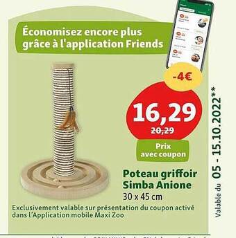 Maxi Zoo Poteau griffoir simba anione offre