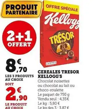 U Express Céréales trésor kellogg's offre