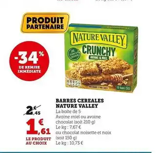 U Express Barres céréales nature valley offre
