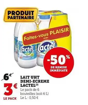 U Express Lait uht demi-écrémé lactel offre