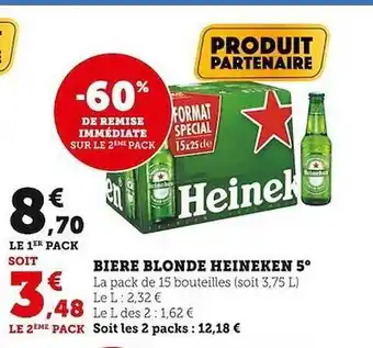 U Express Bière blonde heineken 5° offre