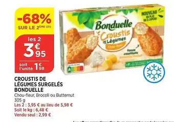Bi1 Croustis de légumes surgelés bonduelle offre