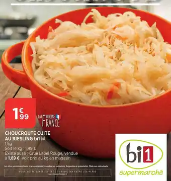 Bi1 Choucroute cuite au riesling bi1 offre
