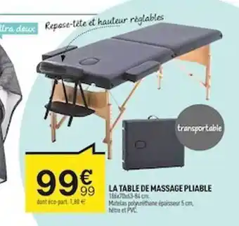 Centrakor La table de massage pliable offre
