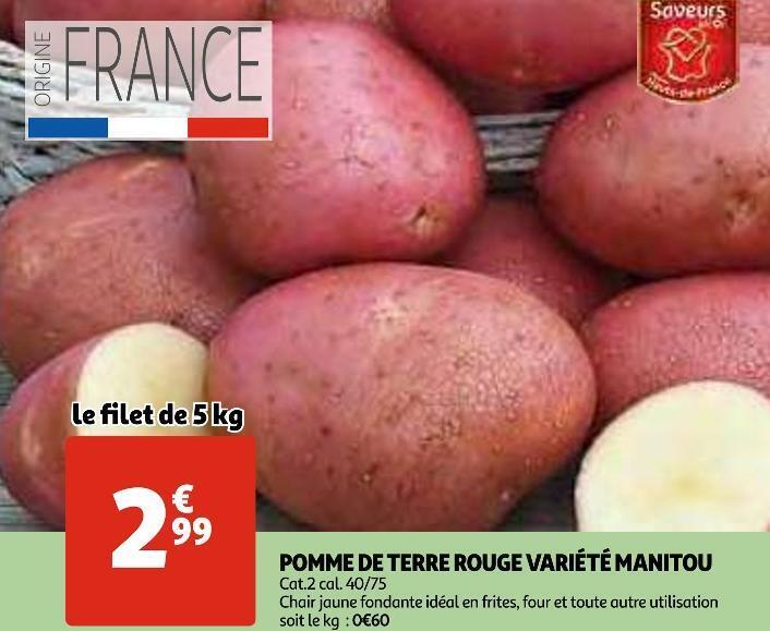 Promo Pomme de terre rouge variété manitou chez Auchan