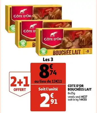 Auchan Cote d’or bouchées lait offre