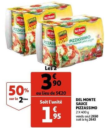Auchan Del monte sauce pizzassimo offre