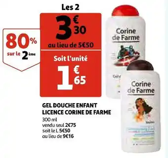Auchan Corine de farme gel douche enfant licence offre