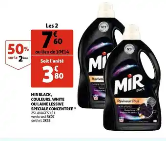 Auchan Mir black, couleurs, white ou laine lessive speciale concentree offre