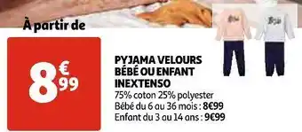 Auchan In extenso pyjama velours bébé ou enfant offre