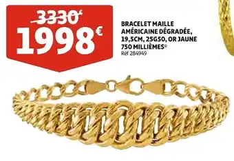 Auchan Bracelet maille américaine dégradée, 19,5cm, 25g50, or jaune 750 millièmes offre
