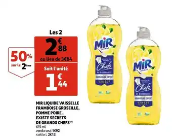 Auchan Mir mir liquide vaisselle framboise groseille, pomme poire , existe secrets de grands chefs offre