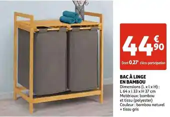 Auchan Bac à linge en bambou offre