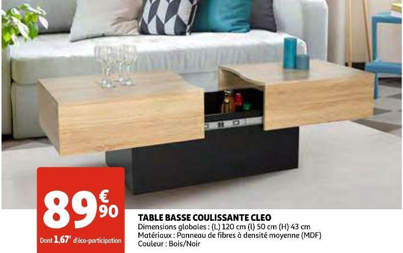 Promo Table basse coulissante cleo chez Auchan