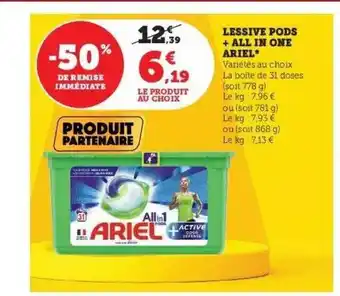 Hyper U Lessive pods + all in one ariel offre