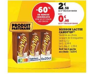 Hyper U Boisson lactée candy'up offre