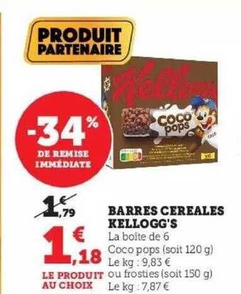 Hyper U Barres céréales kellogg's offre