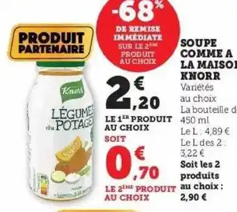 Hyper U Soupe comme à la maison knorr offre