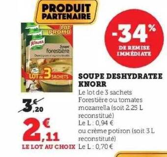 Hyper U Soupe déshydratée knorr offre