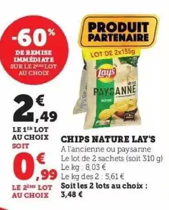 Hyper U Chips nature lay's offre