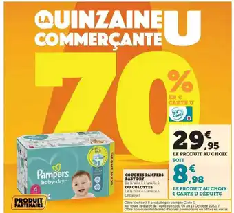 Hyper U Couches pampers baby dry ou culottes offre