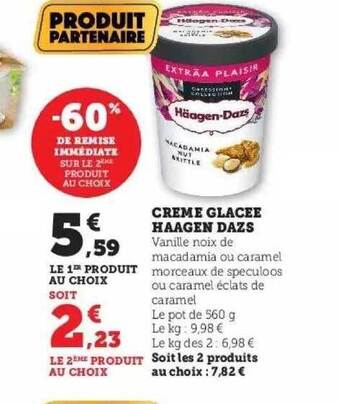 Hyper U Crème glacée häagen dazs offre