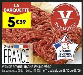 Leader Price Viande bovine hachée 15% mg vrac offre