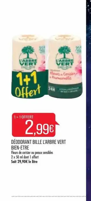 Match Déodorant bille l'arbre vert bien-être offre