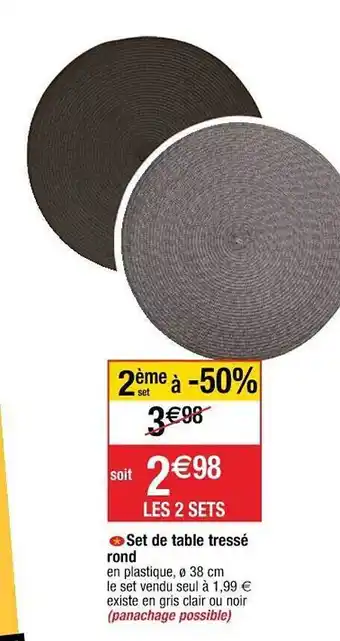 Cora x Carrefour Set De Table Tressé Rond offre