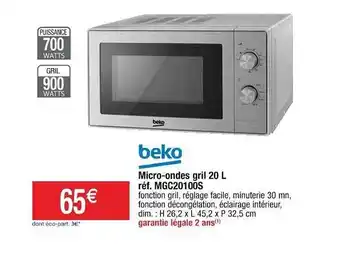 Cora x Carrefour Micro-ondes Gril 20 L Beko offre